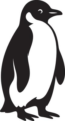 Penguin silhouette minimal black and white, Elegant penguin profile simple shape