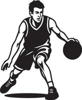 Basketball player in motion, energetic game silhouette vector