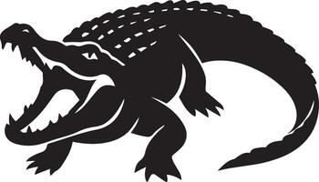 Graphic alligator silhouette strong layout, Bold reptile shape flat illustration vector
