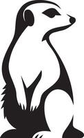 Meerkat silhouette black and white simple, Standing animal in flat design style vector
