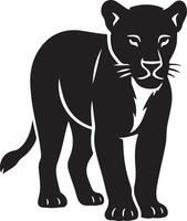 Lioness black and white strong silhouette, Powerful lioness figure in black pose vector