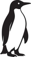 Penguin silhouette simple black and white, Standing penguin minimal arctic design vector
