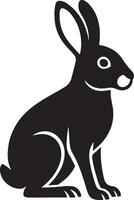 Sitting hare black silhouette minimal, Simple hare seated animal shape vector