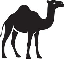 Camel silhouette simple desert animal, Minimal black camel side profile vector
