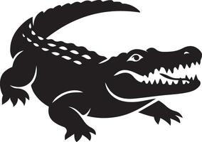 Alligator silhouette illustration, reptile in black design vector