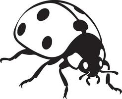 Ladybird black and white silhouette clean, Simple beetle design minimal flat style vector