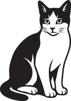 Sitting black and white cat silhouette calm, Relaxed cat profile in black and white vector