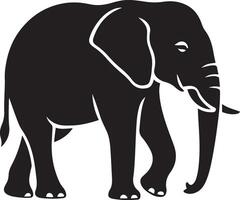 Simple elephant silhouette design, Minimal elephant black and white shape vector