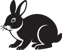 Rabbit silhouette black and white simple, Basic rabbit black shape flat design vector