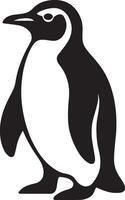 Penguin silhouette simple black and white, Minimal penguin shape flat vector