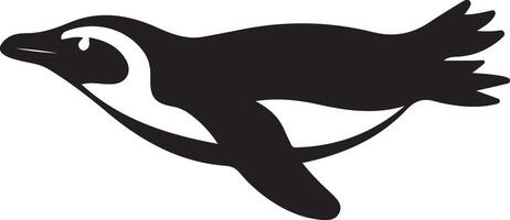 Penguin in flight silhouette black, Flying penguin animal outline design vector