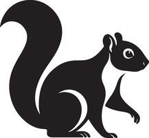 Squirrel silhouette black and white design, Minimal rodent shape clean lines vector