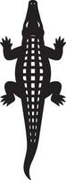 Alligator viewed from above silhouette, Reptile top view black flat design vector