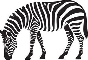 Zebra black and white silhouette minimal style, Striped animal flat clean design vector