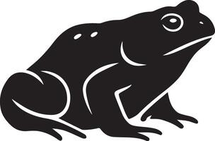 Simple frog silhouette black, Minimal frog design black white art vector