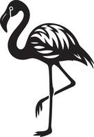 Elegant black and white flamingo silhouette, Flamingo in elegant pose minimal style vector