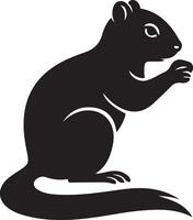 Squirrel silhouette in simple style, Cute squirrel outline black and white vector