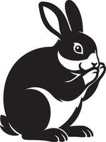 Cute rabbit black and white silhouette, Rabbit illustration in minimal style vector