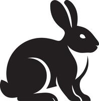Rabbit silhouette black simple design, Minimal rabbit standing animal art vector