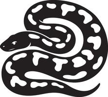 Coiled snake illustration style, Snake in curled pose minimal black design vector