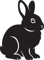 Rabbit silhouette clean black, Simple bunny in motion outline shape vector