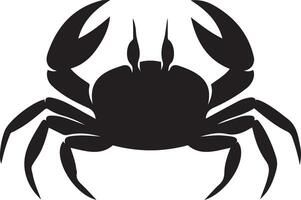 Crab black silhouette simple style, Sea creature minimal outline vector