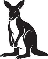 Kangaroo black and white silhouette, Wild kangaroo minimal silhouette style vector
