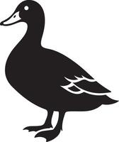 Duck silhouette black and white, Simple duck profile minimalist design vector