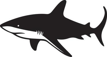 Shark silhouette powerful graphic style, Ocean predator black and white drawing vector