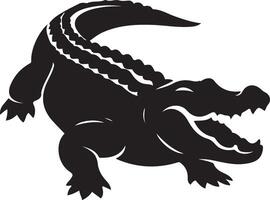 Crocodilian silhouette bold black shape, Reptile profile clean design vector