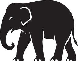 Elephant silhouette simple black design, Large animal profile minimal art vector