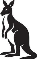Profile view kangaroo silhouette black, Kangaroo standing in side pose design vector