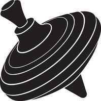 Spinning top black and white silhouette, Simple toy drawing minimal outline vector