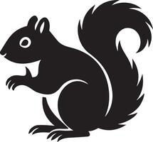 Simple squirrel silhouette artwork, Minimal forest animal black design vector
