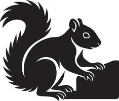 Squirrel silhouette design in black, Forest creature bold black shape vector