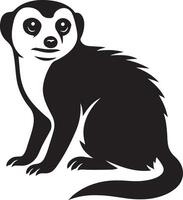 Meerkat simple black and white shape, Clean silhouette of meerkat standing vector