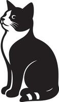 Cat looking up silhouette black white, Minimal cat profile upward pose vector