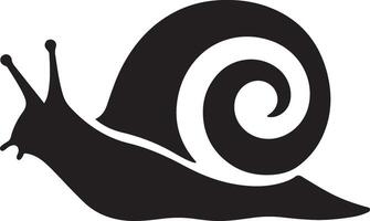 Snail black and white silhouette simple art, Minimal snail figure in flat design vector