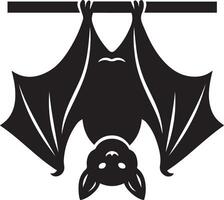 Bat hanging upside down art, silhouette bat for spooky themes vector