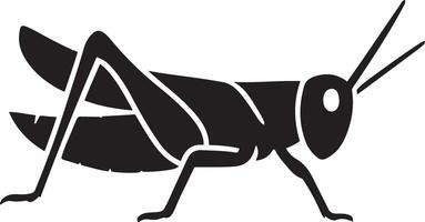 Grasshopper silhouette black illustration, Insect graphic simple black design vector