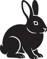 Black rabbit silhouette simple pose, Clean bunny profile black and white vector