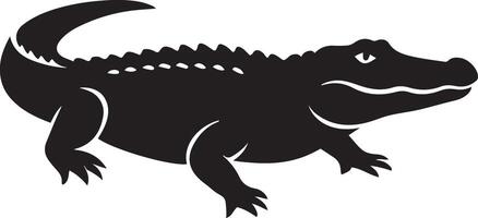Alligator silhouette simple bold design, Reptile profile flat graphic style vector