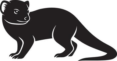 Fossa simple silhouette black design, Wild fossa animal clean black figure vector