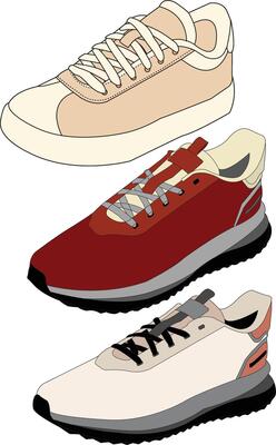Shoes sneaker cartoon icon, set of sneakers design isolated, full color sneaker template cartoon design