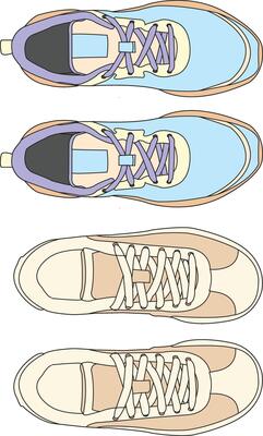 Shoes sneaker cartoon icon, set of sneakers design cartoon isolated, full color sneaker template flat design
