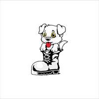Cartoon puppy in a boot illustration vector