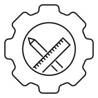 setting crossed pencil and ruler icon on white background vector