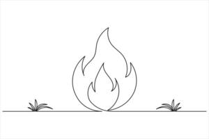 Fire icon continuous one line drawing minimalist style vector