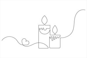 Single line minimalist candle shape vector
