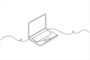 Laptop computer one line drawing icon vector